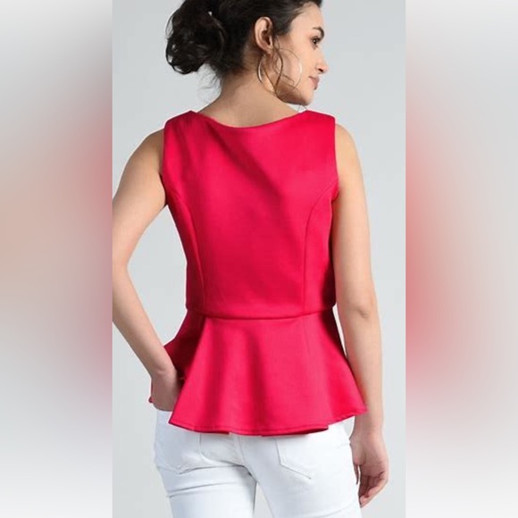 NWT 🌸 Michael Kors Hot Neon Barbicore Barbie 💕 Pink Peplum Flare Hem Top Sz 2 - Picture 6 of 16